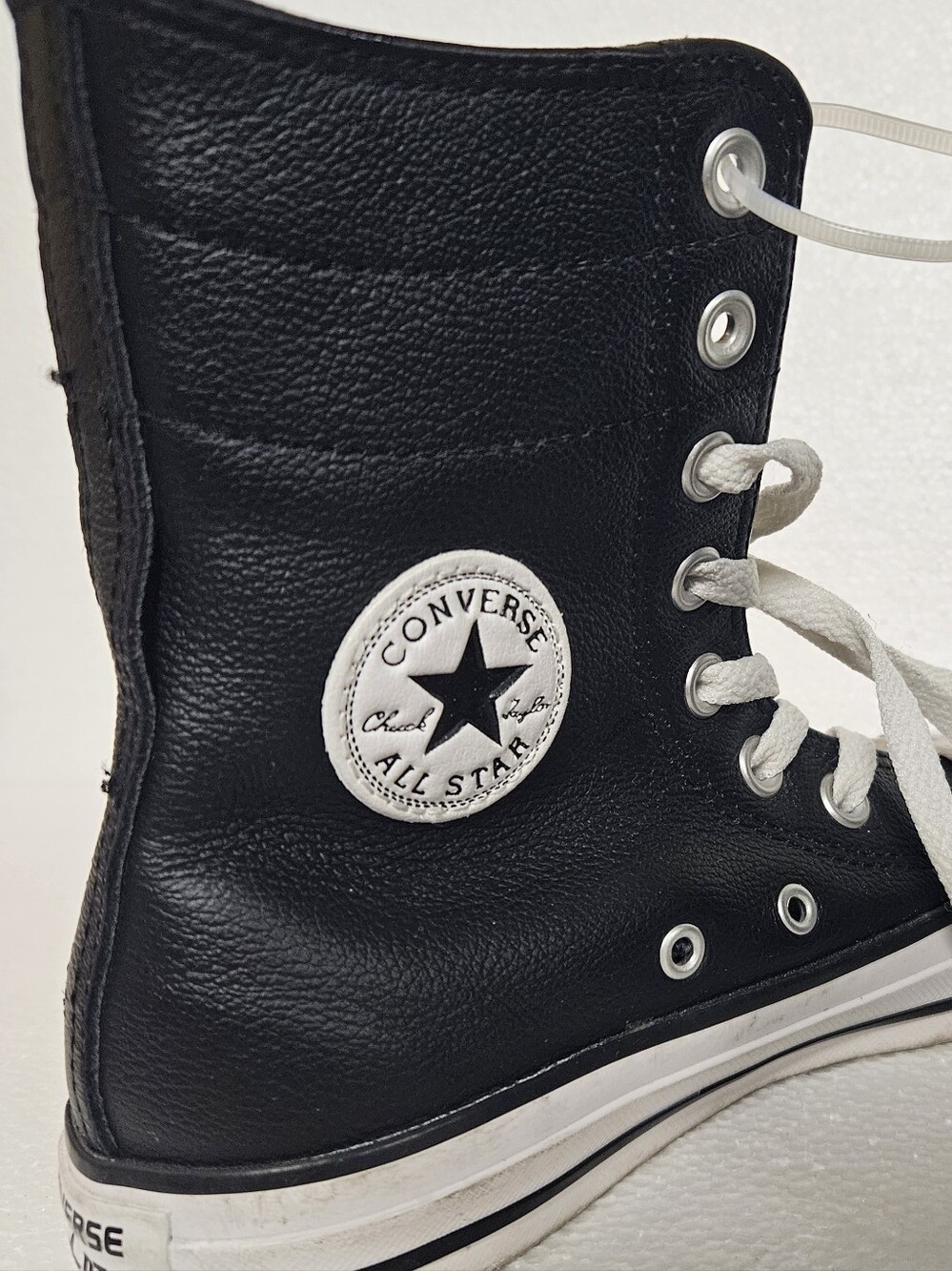Converse Black Leather High-Top Sneakers with White Accents